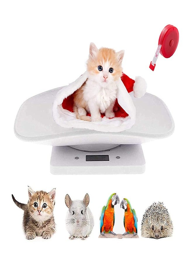 LFGKeng Digital Pet Scale, Small Animal Scale with Tape Measure, Kitchen Food Scale, Weighing Max 33lbs, Size 12"x8", LCE Electronic Weight Scale Only for Newborn Kitten, Puppy, Hamster, Little Bird (White) - Image 1